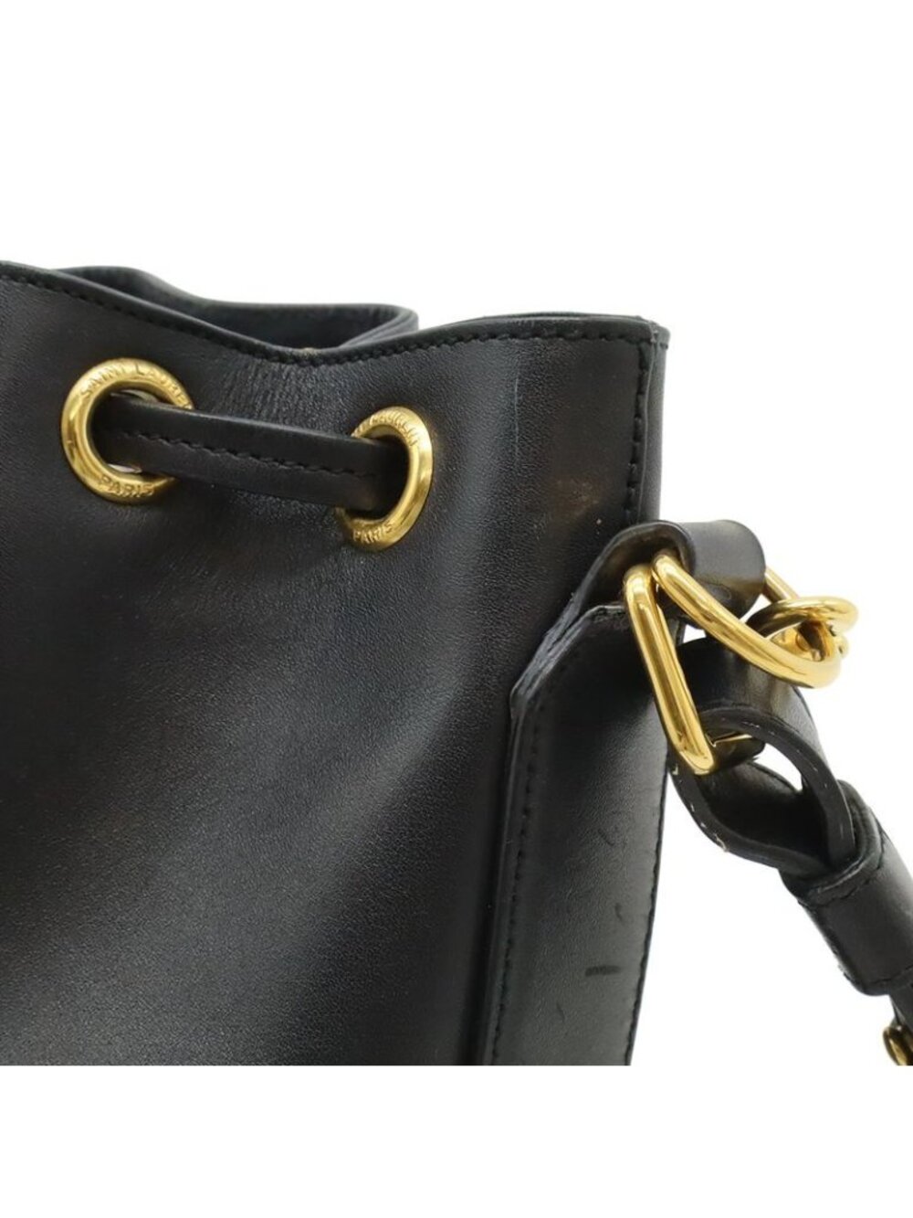 Saint Laurent Paris YSL Yves Emmanuel Bucket Bag 2-Way Shoulder Leather Black - Picture 6 of 9